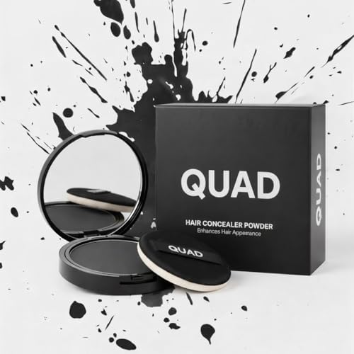 QUAD Saç ve Sakal Kapatıcı Dolgunlaştırıcı Pudra, Siyah, 10gr, Doğal Görünüm, Anında Hacim