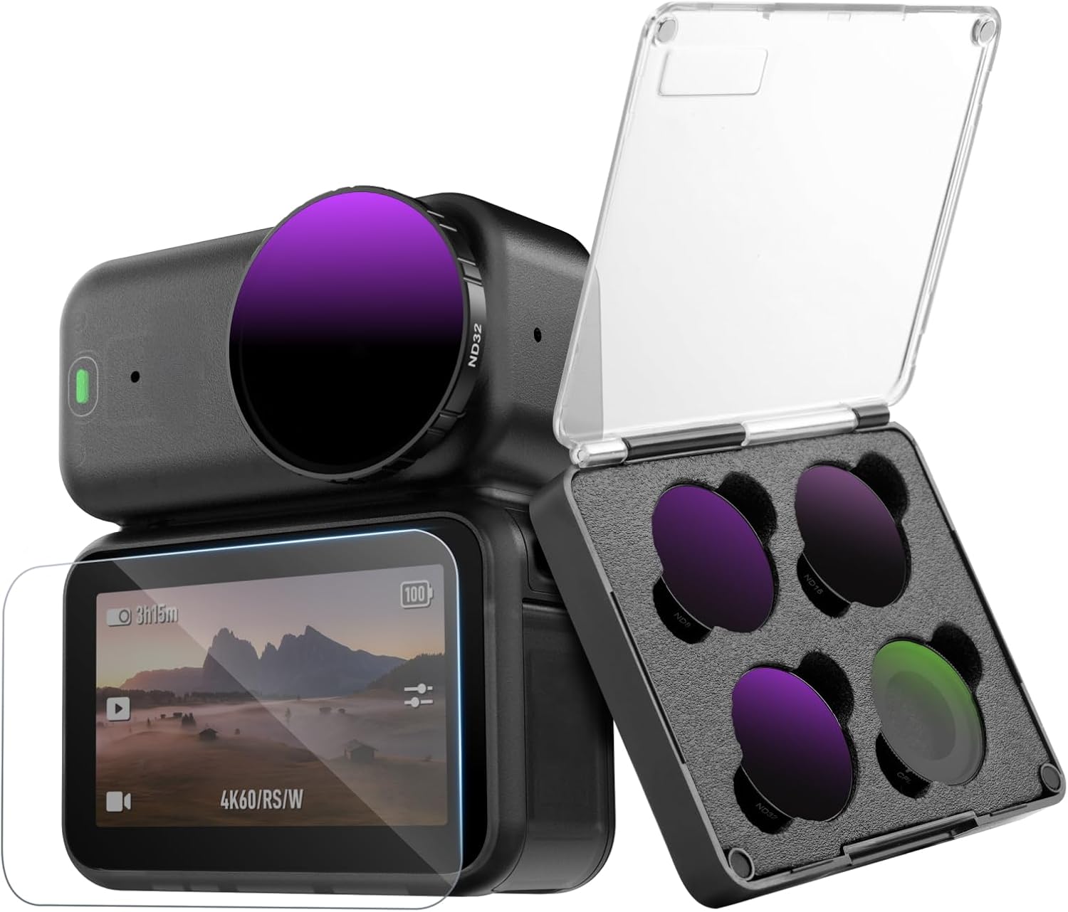 Alternative view of CPL ND Filtre Kiti DJI Osmo için, CPL ND8 ND16 ND32 Filtre+Temperli Cam Ekran Koruyucu, Nötr Yoğunluk ve Polarize Filtreler, HD Optik Cam, Vlog/Seyahat için Eylem Kamera Aksesuarları