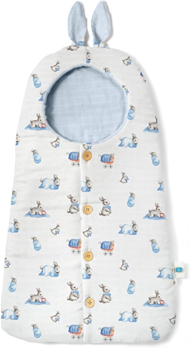 Alternative view of DEUX LAPINS% 100 Pamuk Bebe Lapin Mavi Pamuk Muslin Kundak Battaniye BSSNT1018