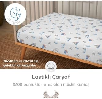 Alternative view of DEUX LAPINS% 100 Pamuk Lastikli Müslin Bebek Çarşaf LASCAR-BEL-000STD
