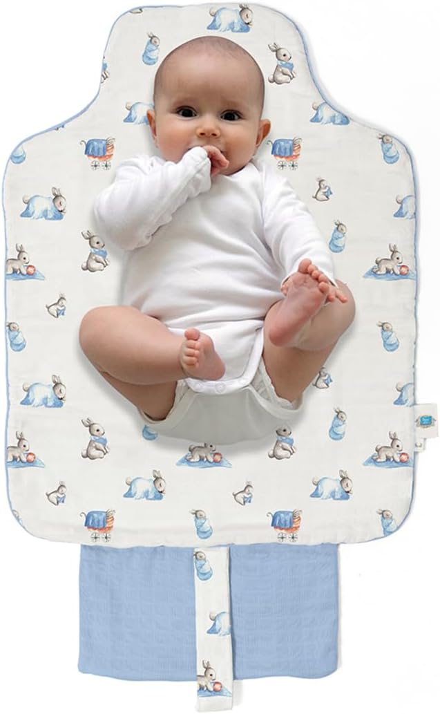 DEUX LAPINS% 100 Pamuk Çantalı Pratik Katlanabilir Alt Değiştirme Matı - Bébé Lapin PAD1018