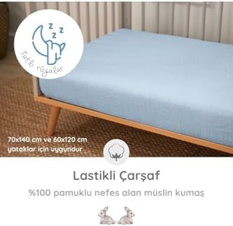 Alternative view of DEUX LAPINS% 100 Pamuk Lastikli Müslin Bebek Çarşaf LASCAR-ENB-000STD