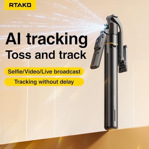 Alternative view of Profesyonel ve Selfie Çubuğu, 360° Yüz Takibi, Otomatik Açılan Ayaklı, AI Hareketle Komut, 1/4 Vidalı, Canlı Yayın, Vlog, Fotoğraf, Uzaktan Kumandalı,170cm, TT07SS