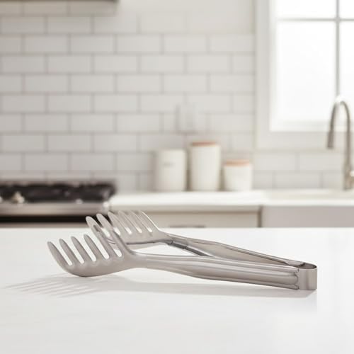 Alternative view of Paslanmaz Çelik Makarna ve Salata Servis Maşası – Dayanıklı, Kaymaz Saplı, Çok Amaçlı Mutfak Servis Pensi – 21 cm