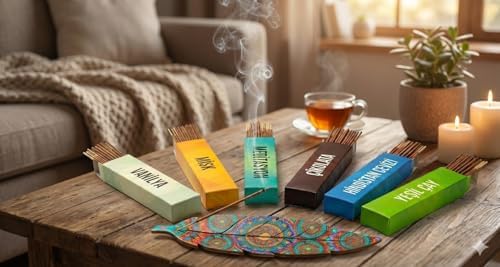 6 Çeşit Karışık Koku ve Desenli Ahşap Tütsü Kayığı Seti – 120 Adet Aromaterapi Çubuğu – Ev, Ofis ve Yoga İçin Tam Başlangıç Paketi (Yaprak Şekilli)