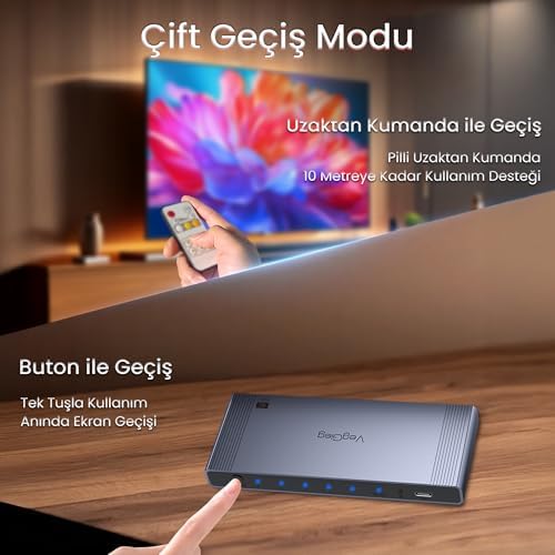 Alternative view of 4K HDMI 2.0 Görüntü Seçici 3 Giriş 1 Çıkış Kumandalı Switch