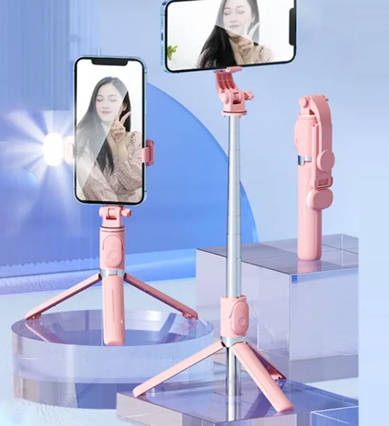 Alternative view of Led Işıklı Selfie Çubuğu Bluetooth Kumandalı Kablosuz Tripot Selfie Monopod Selfie Stick (PEMBE)