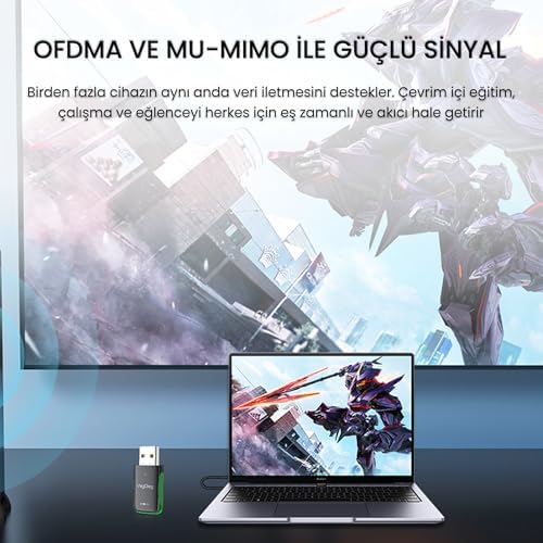 Alternative view of 1100 Mbps Dual Band Wi-Fi 6 Alıcı ve Bluetooth 5.4 Adaptör Mini USB Dongle