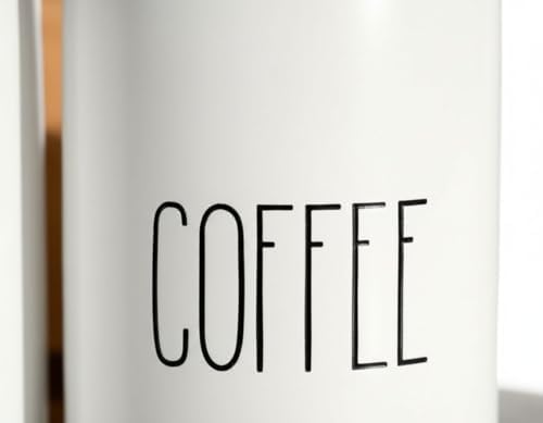 Alternative view of AmberHaus 3'lü Bambu Kapaklı Seramik Kavanoz Seti - Vakumlu Çay Şeker Kahve Saklama Kabı - Coffee Sugar Tea Yazılı Beyaz Baharatlık (700 ml)