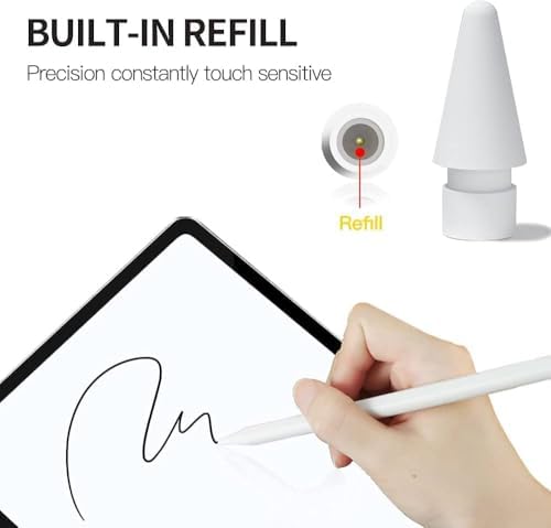 PSR Aksesuar Pencil Uyumlu Silikon Yedek Uç, 1. Nesil / 2. Nesil/Pro/USB-C için, iPad Pro/Air/Mini Uyumlu (Beyaz 2'li Paket)