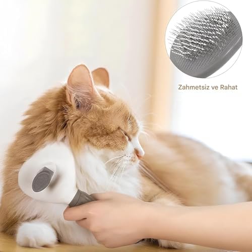 Alternative view of Yeşil Otomatik Temizlenen Tüy Toplama Tarağı – Basmalı Mekanizmalı Kedi Köpek Tarağı – Çelik İğneli – Cilt Dostu – Ergonomik Saplı – Uzun ve Kısa Tüyler İçin