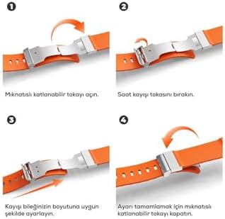 - 6 5 4 3 2 1 SE 42 44 mm ile Uyumlu Silikon Kordon Ayarlanabilir Klipsli Metal Tokalı Kayış