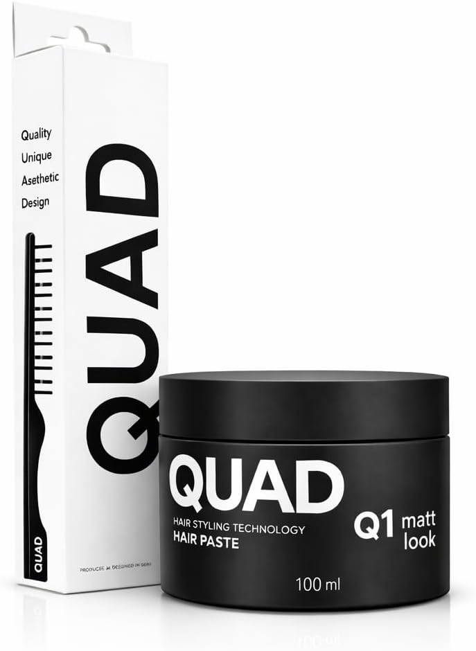 QUAD Q1S Mat Görünüm Saç Pastası, Doğal Hacim, Güçlü Tutuş, Mucizevi Tarak ile Set,, 100 ml