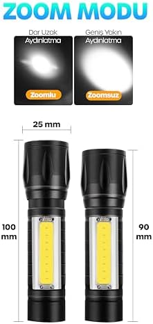 3 Mod Metal Şarjlı El Feneri Zoomlu Mini Boy – Type-C Şarjlı Kamp Feneri, Gece Yürüyüş El Feneri, COB LED Acil Durum Işığı, Kutulu 47701 [Enerji Sınıfı A]