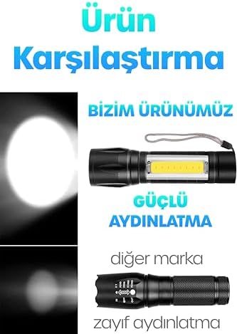 Alternative view of 3 Mod Metal Şarjlı El Feneri Zoomlu Mini Boy – Type-C Şarjlı Kamp Feneri, Gece Yürüyüş El Feneri, COB LED Acil Durum Işığı, Kutulu 47701 [Enerji Sınıfı A]