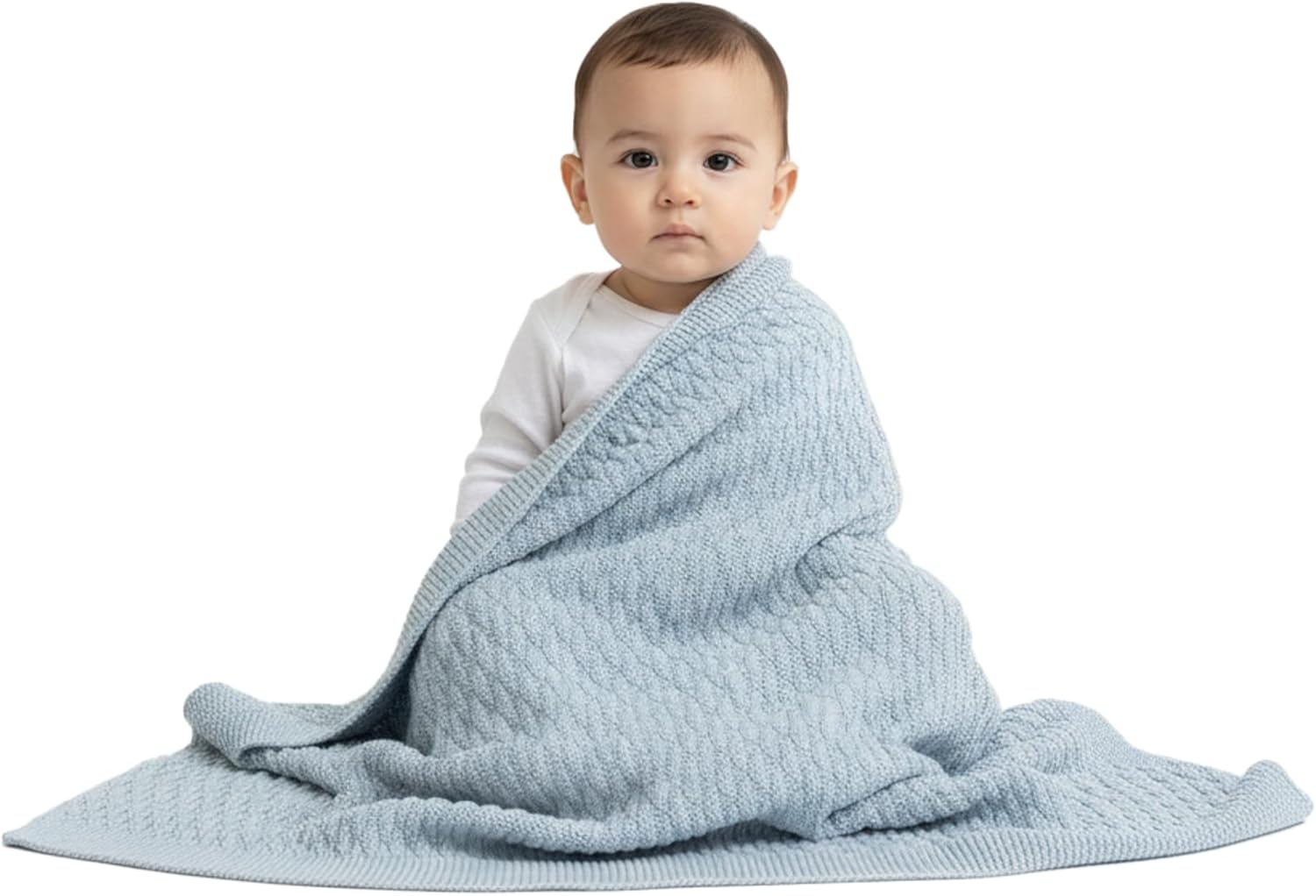 %100 Organik Pamuk Bebek Örme Battaniye Hediye Kutulu - Yumuşak Yürümeye Başlayan Çocuk, Beşik, Bebek Arabası Battaniyesi - Yeni Doğanlar için Nötr Kundak ve Alma Battaniyesi, 76 cm x 101