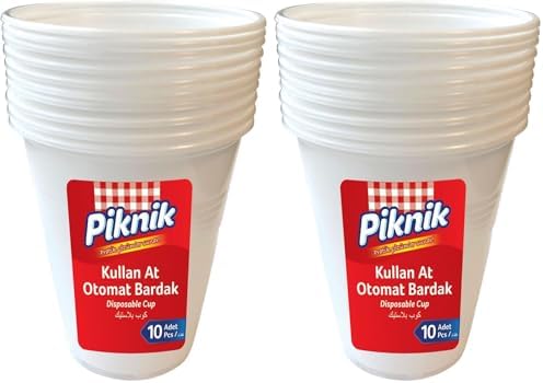 Piknik Kullan At Plastik Bardak Otomat 10'lu Beyaz 1481 (2 paketi)
