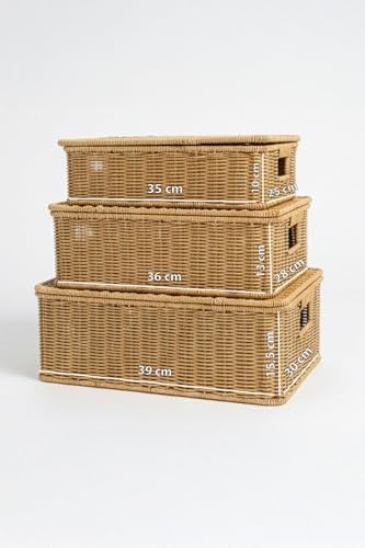 3'lü Kapaklı Hasır Organizer Sepet - BB6065