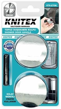 Duşakabin Kulpu, Krom Kaplama ABS Plastik, Topuz Tasarım, 4-5-6-8-10mm Cam için, 10mm Montaj Deliği, 2 Adet