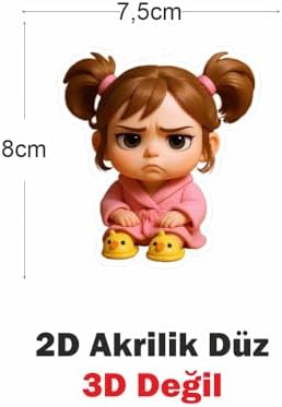 Araba Ayna Süsü, Araba Süsü, Çanta Aksesuarı - Sempatik Kız - Pleksi Malzeme, UV Baskılı - 004