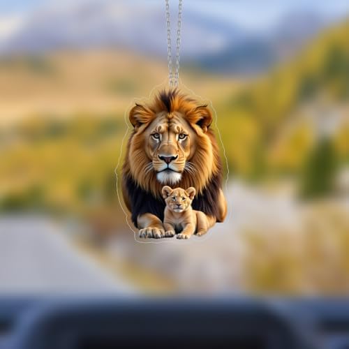 Araba Ayna Süsü, Araba Süsü, Çanta Aksesuarı - Aslan - Pleksi Malzeme, UV Baskılı - 007