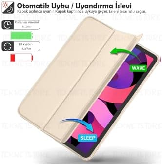 iPad Air 11 M3 2025 / M2 2024 / Air 10.9 2022 / 2020 ile Uyumlu Kılıf, Kapaklı, Standlı, Uyku Modlu Smart,