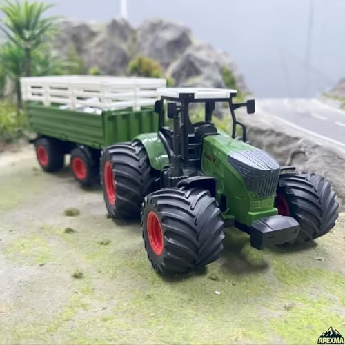 Oyuncak 2.4GHz Uzaktan Kumandalı 1:24 Ölçek Şarjlı Rc Römorklu Traktör - Kumandalı Çiftlik Traktörü (Hayvan Römorklu)