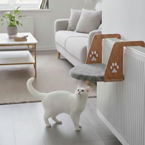 Gobypet Kalorifer Petek Radyatör Yatağı – Oval Yapılı, Askılı Tasarım, Ahşap Taşıyıcılı Konfor Alanı (Gri)