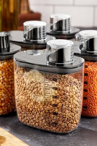 Alternative view of 1 Adet Siyah Kapaklı Vakumlu Erzak Saklama Kabı, Sızdırmaz Ölçekli Deterjan ve Kuru Bakliyat Kabı, 1300 ml, Çok Amaçlı Mutfak Düzenleyici (1, SİYAH KAPAKLI, 1300 ML)