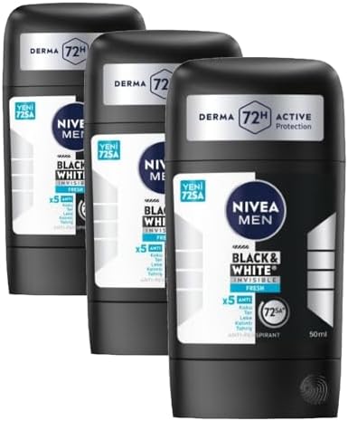Men Erkek Stick Deodorant & Invisible Fresh 72 Saat Anti-Perspirant Koruma, 50 ml (3 paketi)