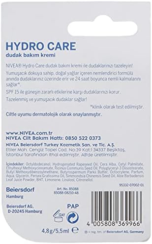 Alternative view of Hydro Care Dudak Bakım Kremi, 24 Saat Nem, Aloe, Saf Su ve Doğal Yağlar, SPF 15, Gün Boyu Dudak Bakımı (4,8g) (3 paketi)