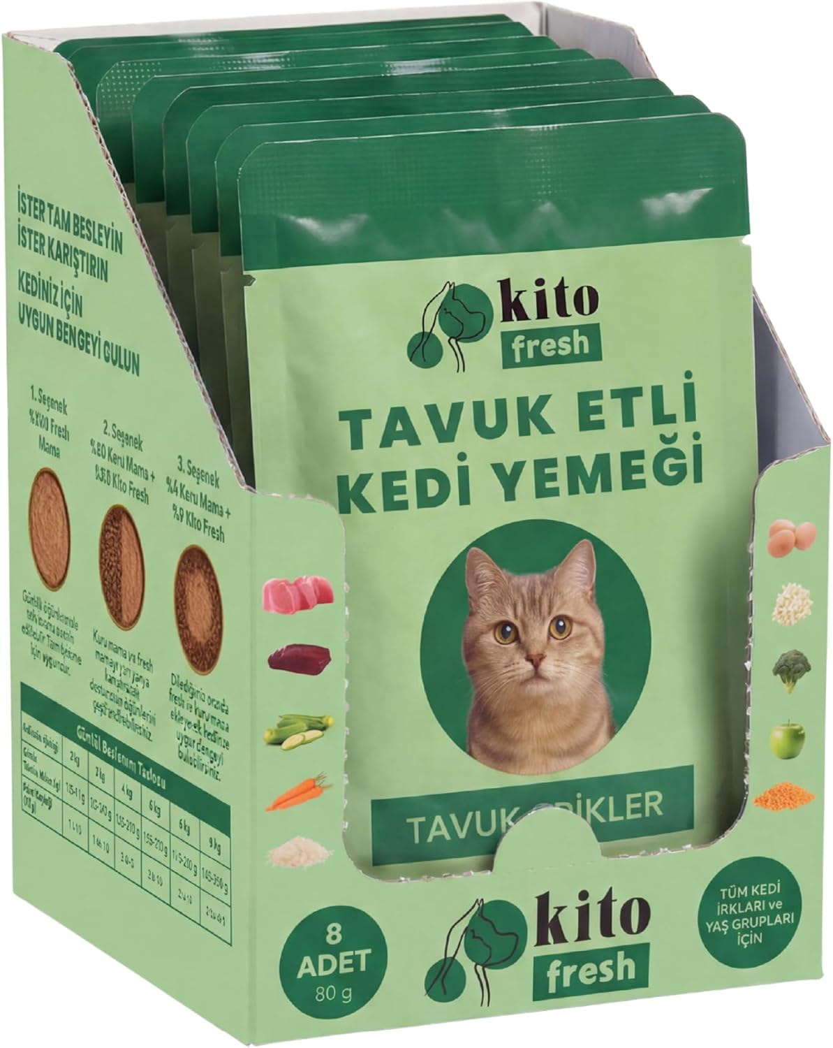 Alternative view of Kito Fresh Tavuk Etli Kedi Yemeği%100 Taze İçerikli Mama 80 g X 8 Adet