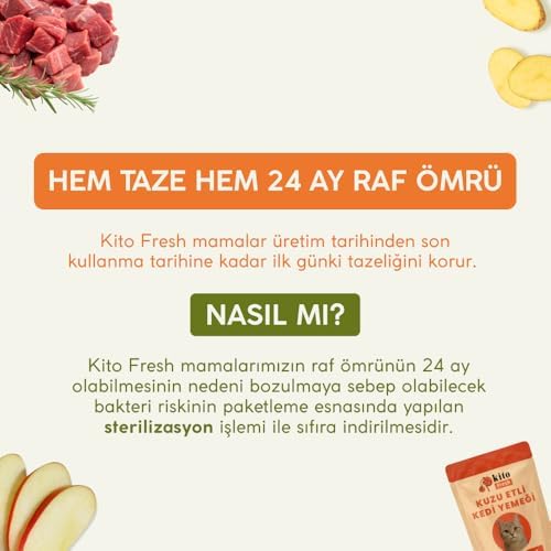 Alternative view of Kito Fresh Kuzu Etli Kedi Yemeği%100 Taze İçerikli Mama 80 g X 8 Adet