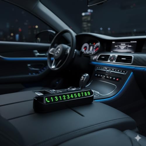 Araç Numaratörü Neon Yeşil Yazılı Geçici Telefon Numarası Kartı | Manyetik Kapaklı, Gizlenebilir, Araç İçi Dashboard Numaratörü