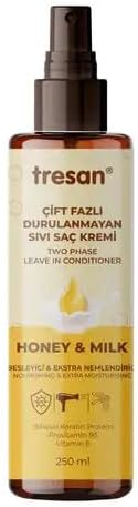 Tresan Bal & Süt Besleyici Çift Fazlı Durulanmayan Sıvı Saç Kremi – Isı Korumalı 250 ml