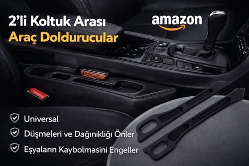 Araba Koltuk Arası Düşme Engelleyici Organizer, 2'li Set, Çok Fonksiyonlu Eşya Saklama Cebi, Siyah Renk