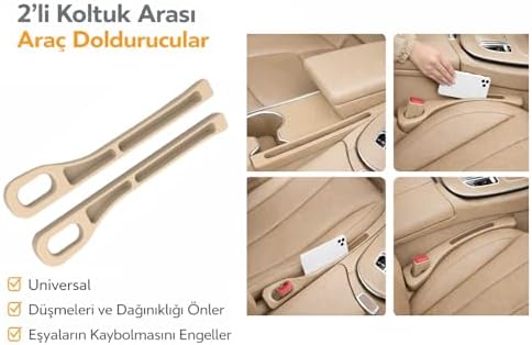 Alternative view of Araba Koltuk Arası Düşme Engelleyici Organizer, 2'li Set, Çok Fonksiyonlu Eşya Saklama Cebi, Bej Renk