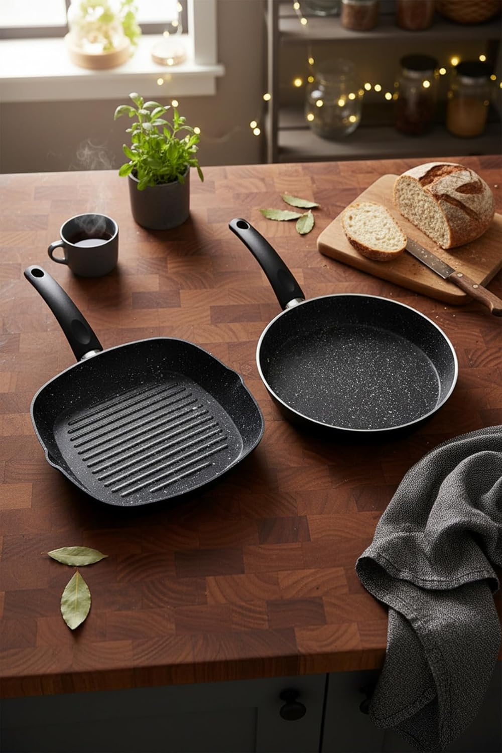 Carolin 2 Parça Grill Tava Seti Siyah (26 Cm -28 Cm)