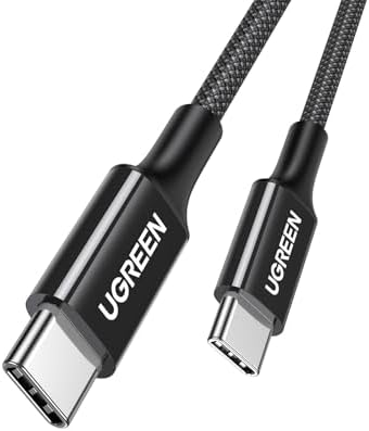 USB-C 60W 3A QC PD Örgülü Hızlı Şarj Kablosu, 2 Metre, Siyah, 65245
