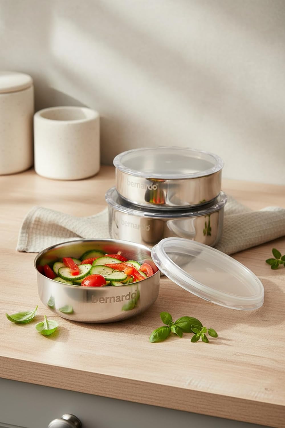 Stelo 3'Lü Çelik Saklama Kabı (16-18-20 Cm) 6 Parça