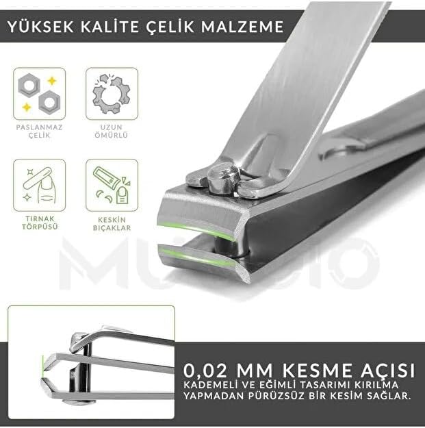Alternative view of 2 Adet Tırnak Makası Seti - Paslanmaz Çelik Keskin Ağızlı Manikür Pedikür Aleti - El ve Ayak Bakımı İçin