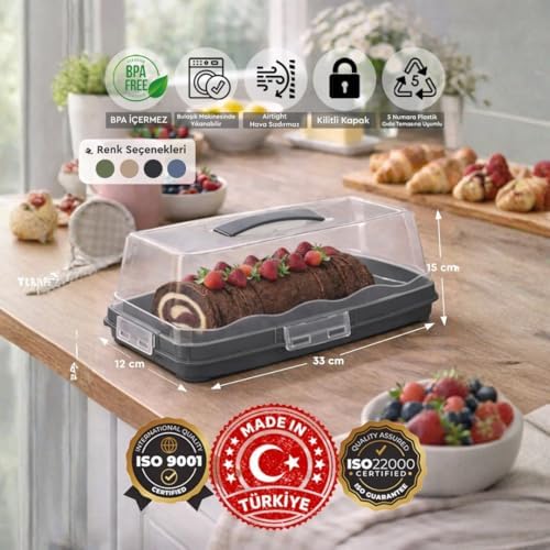 Dikdörtgen Şeklinde Şeffaf Pasta Taşıma Kabı Piknik Gezi İçin Kek Fanusu Pasta Kutusu Börek Çörek Saklama Kabı