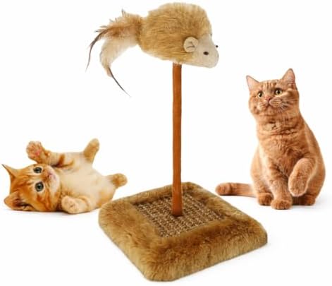 Sesli Oyuncaklı Kedi Tırmalama Tahtası – Fareli ve Zilli Kedi Oyuncağı, Sağlam Tırnak Törpüleme Direği, Kediler İçin Oyun Alanı, Dayanıklı Tabanlı, Ev İçi Kullanıma Uygun