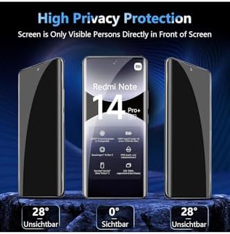 Alternative view of - 14 Pro Plus ile Uyumlu Ekran Koruyucu Hayalet Cam Tam Kaplar Oval Temperli Privacy
