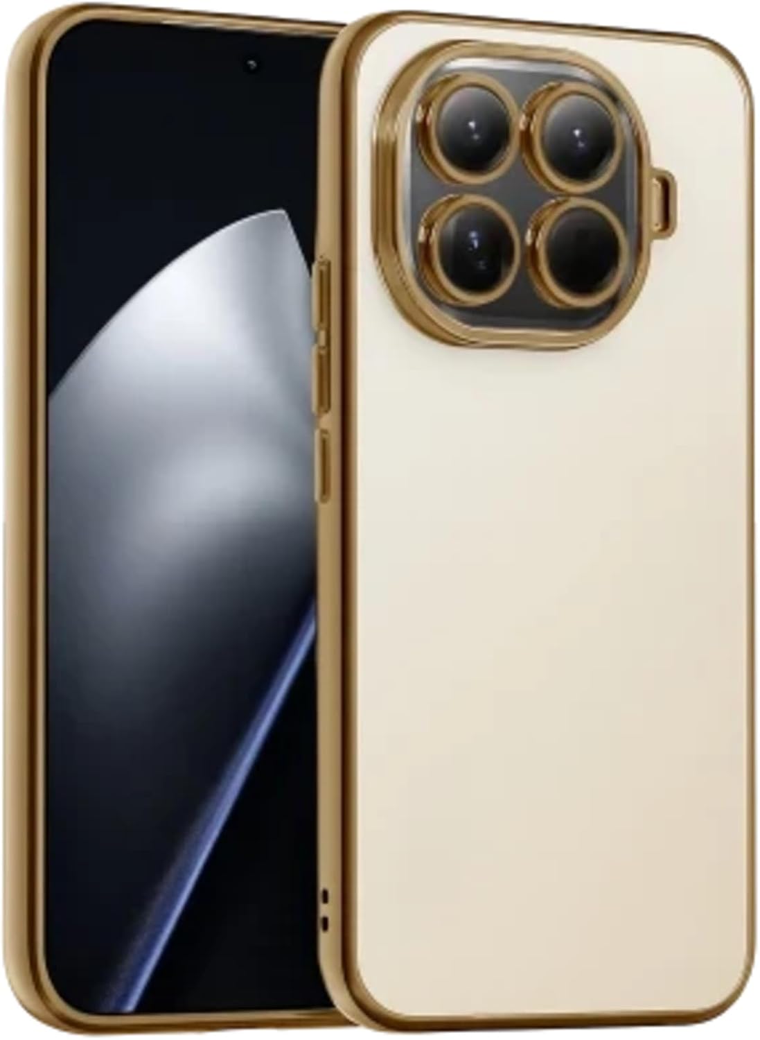 Alternative view of - 15T Pro ile uyumlu Mİ "15T PRO" Telefon Kılıfı Kamera Lens Korumalı Silikon Yanları Renkli Laser - GOLD - GOLD