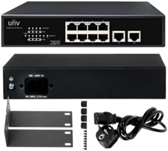 Uniview NSW2010-10T-POE-S-IN 8 Port PoE Network Switch, 2 Port Ethernet, 96W Güç, Yönetilemez, Rack Mount Aparatı Dahil