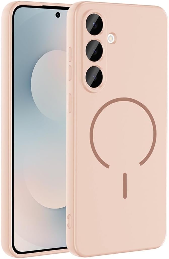 - Galaxy A17 ile uyumlu - A26 Kılıf Lansman MagSafe ile uyumlu Kamera Korumalı içi Kadife Yumuşak Silikon - Rose Pembe