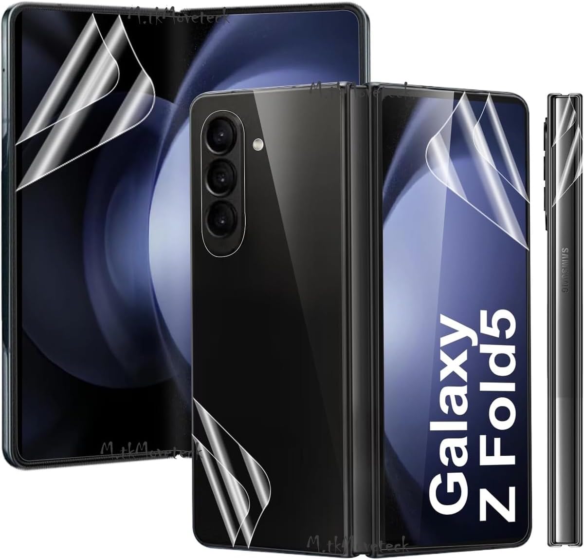 - Galaxy Z Fold 5 ile Uyumlu 360 Ön Arka 2in1 Ekran Ve Kasa Koruyucu Film Şeffaf FullBody Cam