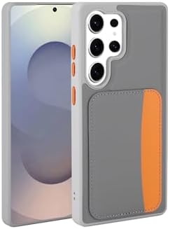 Alternative view of - Galaxy S25 Ultra ile uyumlu Kılıf Kamera Koruma Kartlıklı Cüzdanlı Renkli Tuşlu Deri Tasarımlı Silikon - Gri