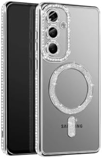 Alternative view of - Galaxy S26 ile uyumlu "S26" Taşlı Simli MagSafe ile uyumlu Telefon Kılıfı - Lens Korumalı Lüx Kapak GÜMÜŞ - GÜMÜŞ
